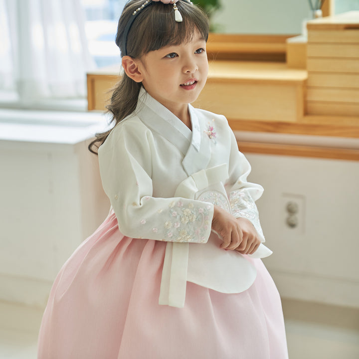 Hanbok Girl Baby Korea Traditional Clothing Set First Birthday Celebration Party 100th Birth Celebration 1-10 years Ivory Light Pink
