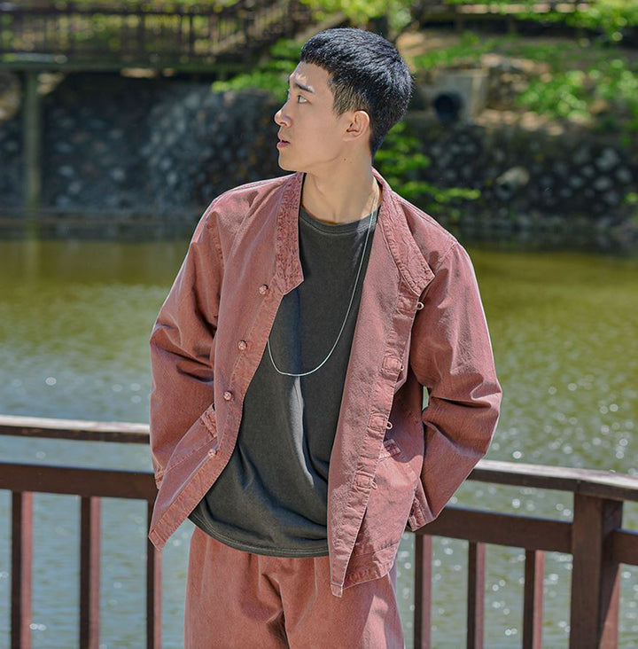 Korean Hanbok Washed Cotton Common Use Man Woman Casual Daily Clothing BTS Long Sleeve Brown 10042