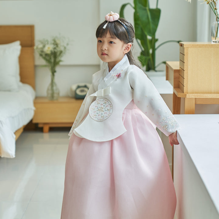 Hanbok Girl Baby Korea Traditional Clothing Set First Birthday Celebration Party 100th Birth Celebration 1-10 years Ivory Light Pink