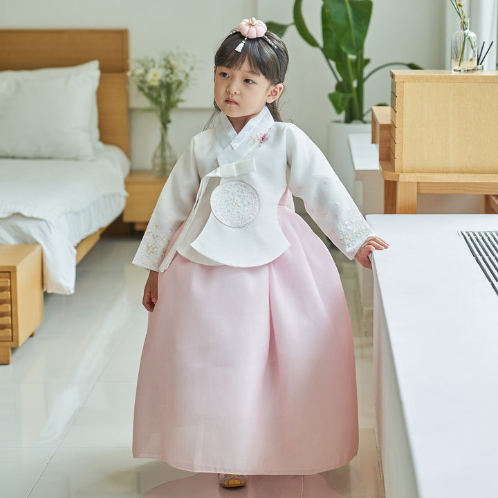 Hanbok Girl Baby Korea Traditional Clothing Set First Birthday Celebration Party 100th Birth Celebration 1-10 years Ivory Light Pink