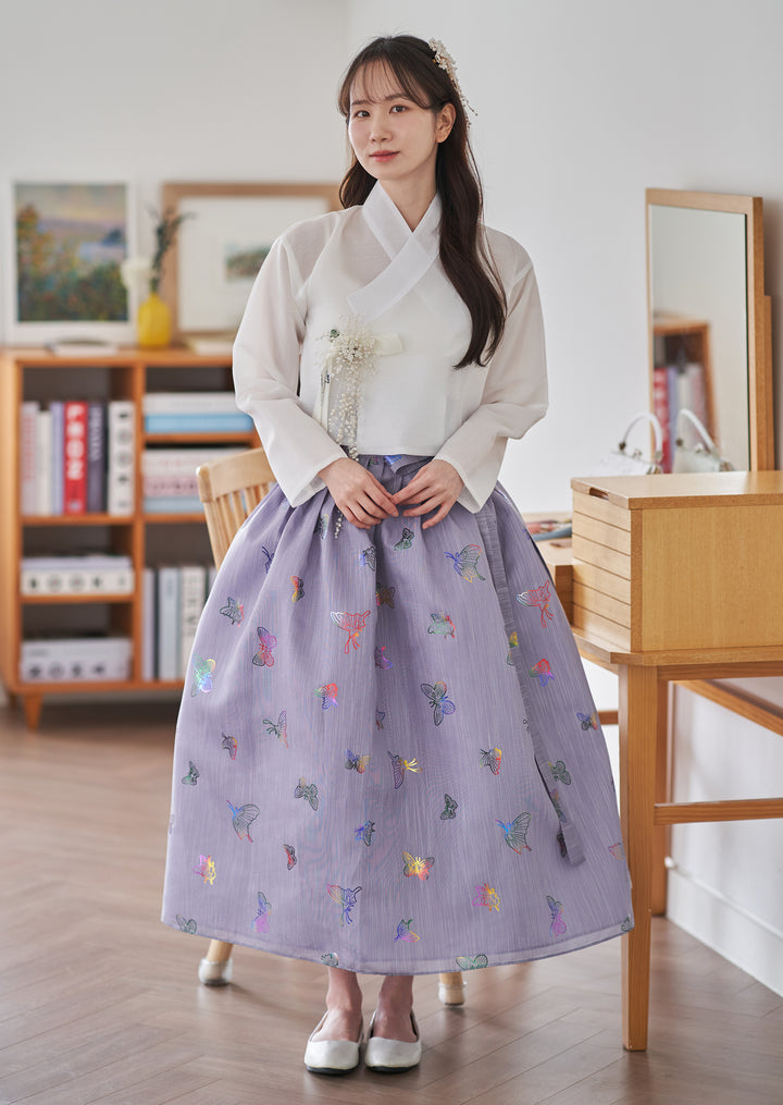 Korean Modern Daily Hanbok Casual Modernized Party Celebration Top Jeogori Butterfly Print SSN104