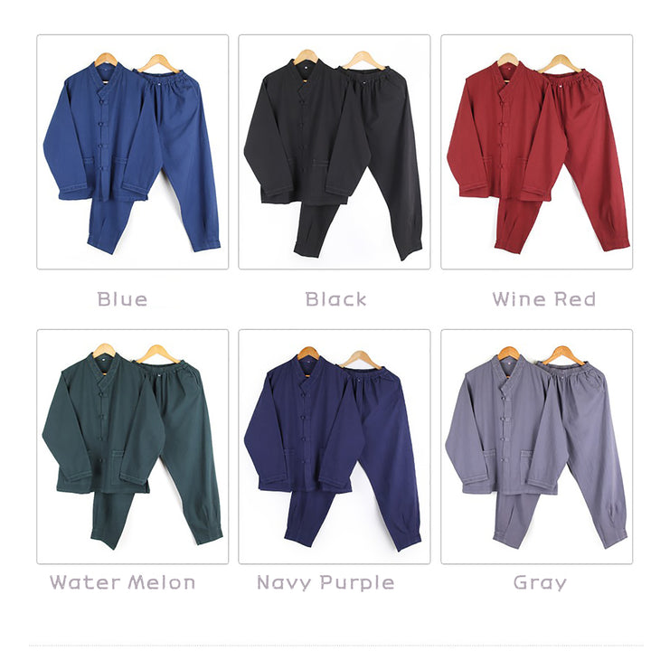 Korean Hanbok Washed Cotton Common Use Man Woman Casual Daily Clothing V Neck Open Jacket Pants Set JH107