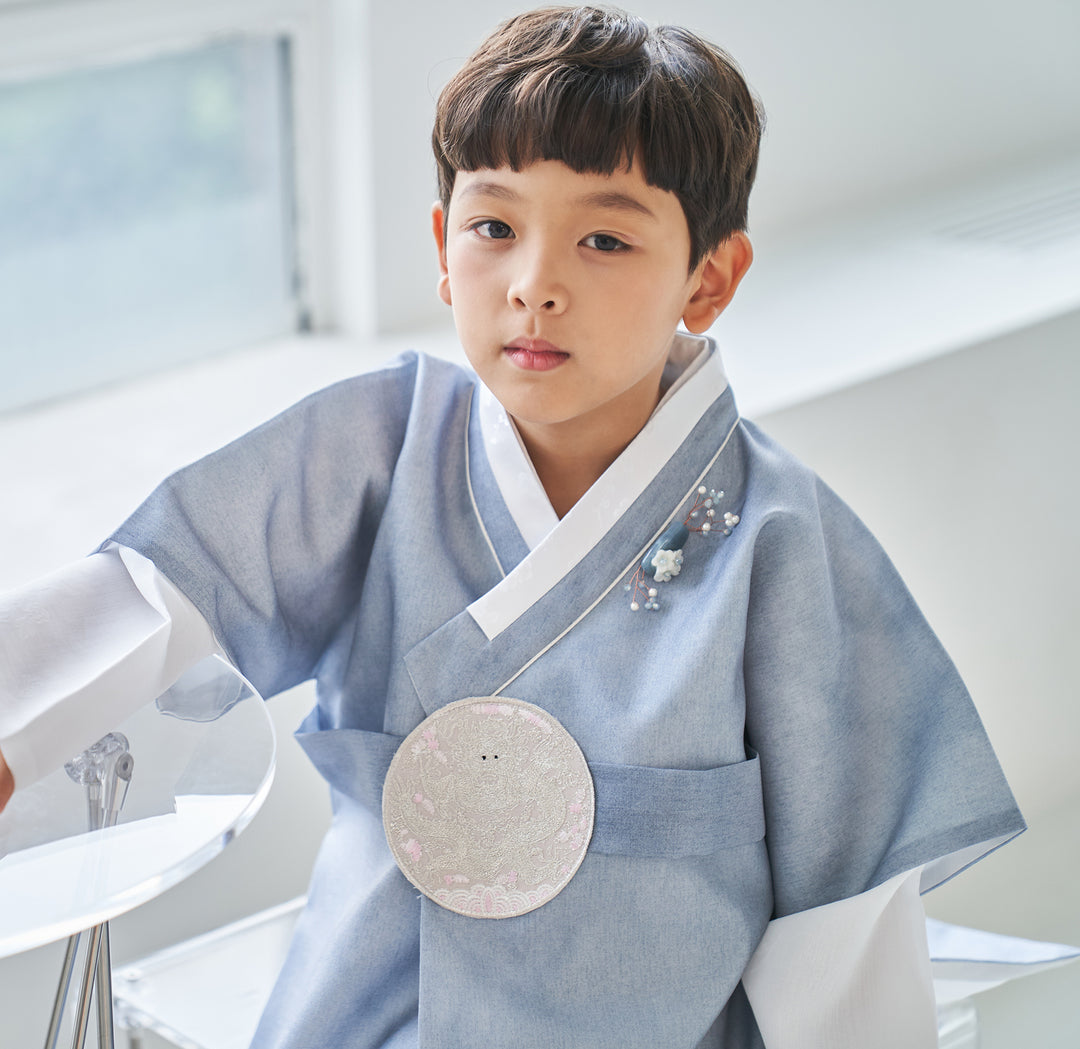 Korean Traditional Boy Baby Hanbok Dol Party Celebration 1-10 Ages Blue OSB131