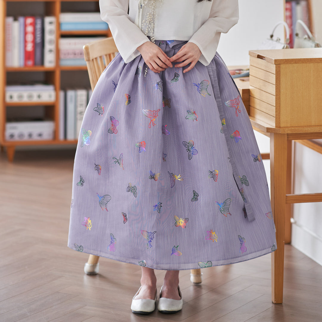 Korean Modern Daily Hanbok Casual Modernized Party Celebration Top Jeogori Butterfly Print SSN104