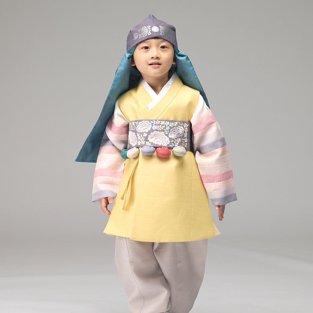 Korean Traditional Boy Baby Hanbok Dol Baikil Party Celebration 100th Days 1-10 Years Yellow DDB122