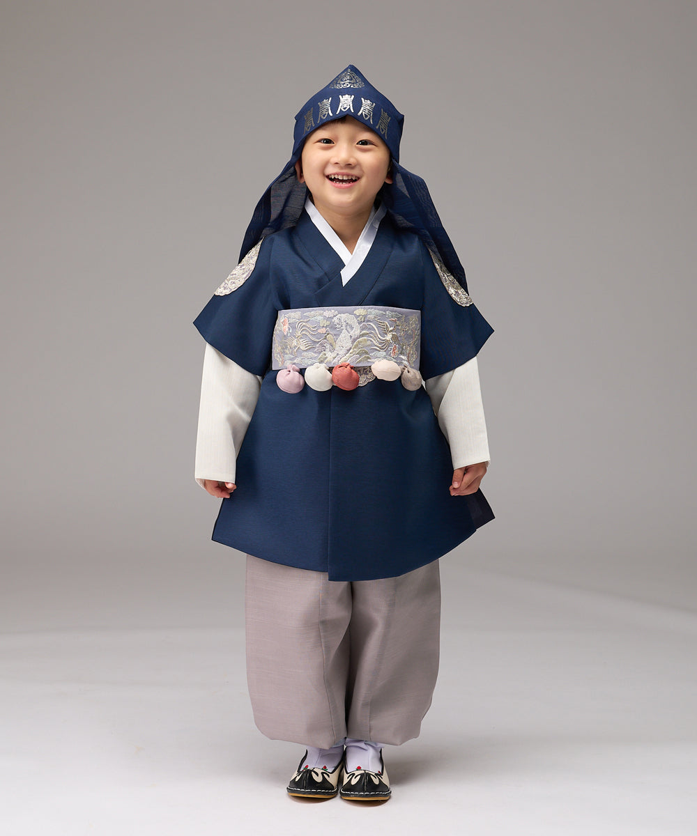 Korean Traditional Boy Baby Hanbok Dol Baikil Party Celebration 100th-10 Years&nbsp; Dark Navy DDB102