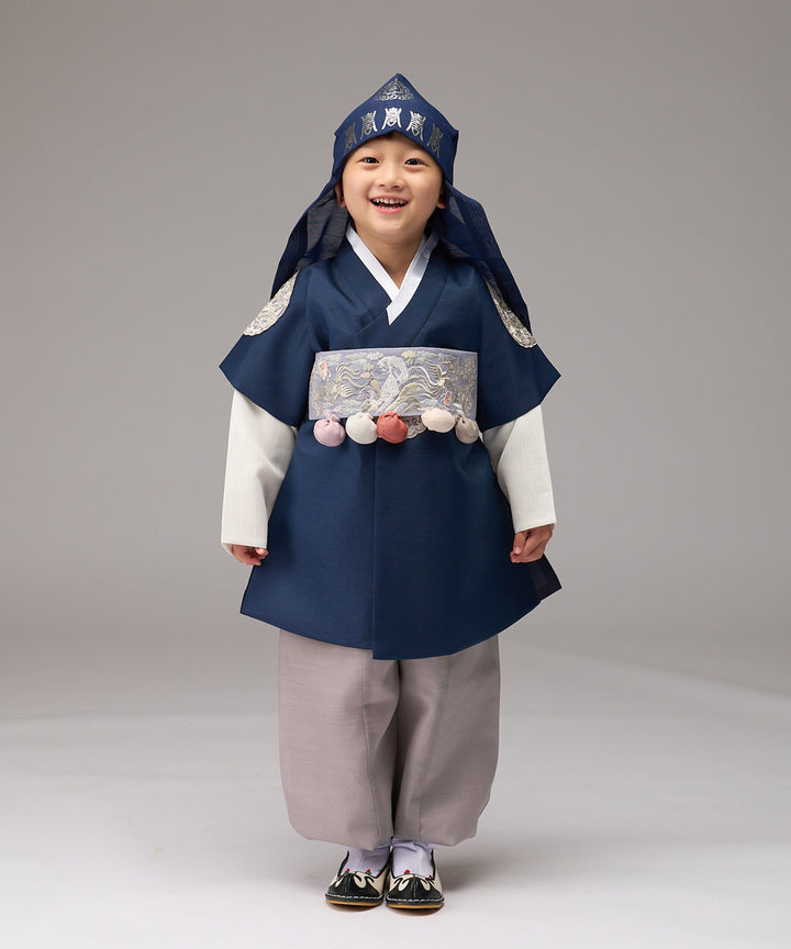 Korean Traditional Boy Baby Hanbok Dol Baikil Party Celebration 100th-10 Years&nbsp; Dark Navy DDB102