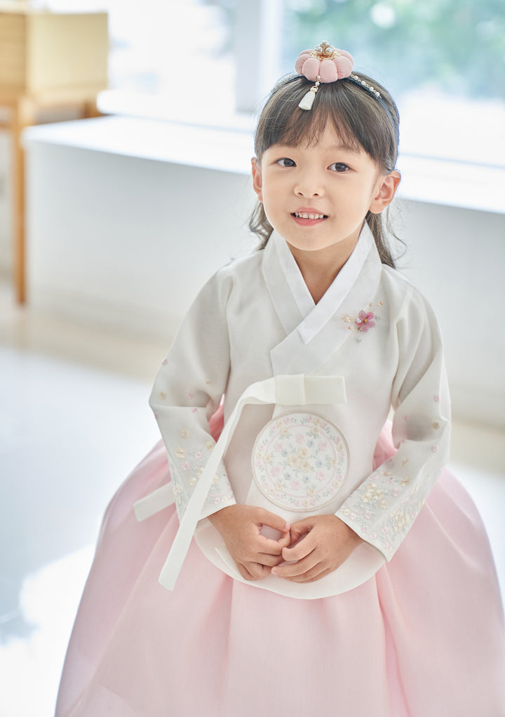 Hanbok Girl Baby Korea Traditional Clothing Set First Birthday Celebration Party 100th Birth Celebration 1-10 years Ivory Light Pink