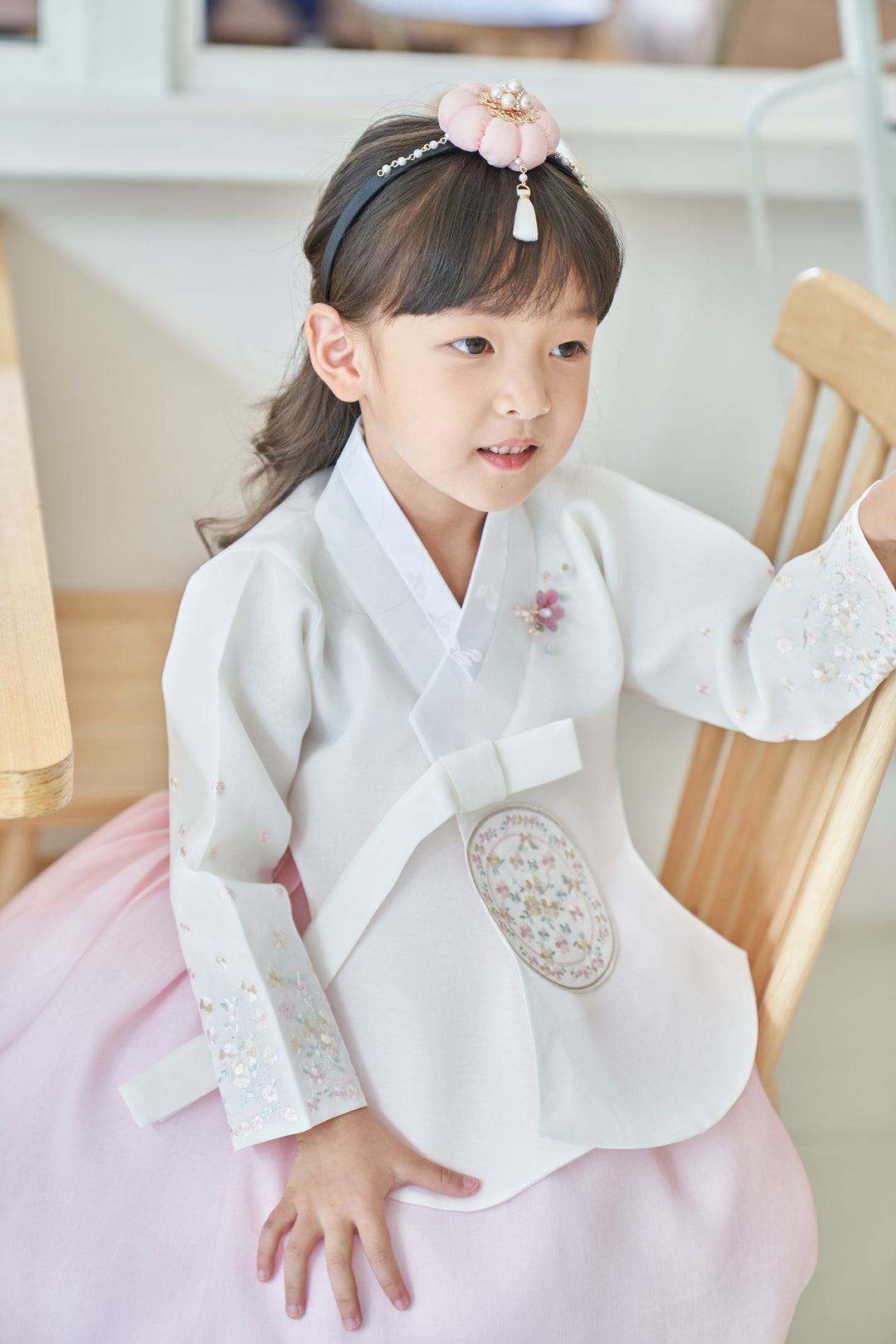 Hanbok Girl Baby Korea Traditional Clothing Set First Birthday Celebration Party 100th Birth Celebration 1-10 years Ivory Light Pink