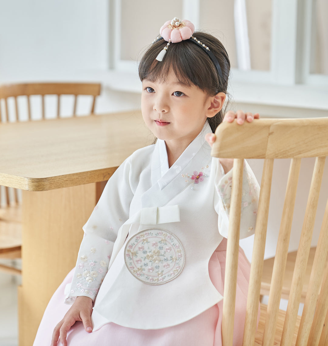 Hanbok Girl Baby Korea Traditional Clothing Set First Birthday Celebration Party 100th Birth Celebration 1-10 years Ivory Light Pink