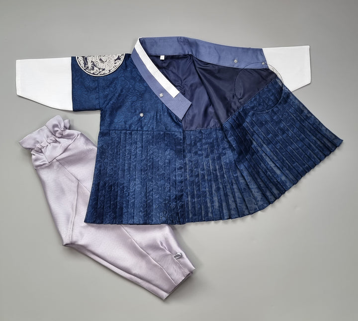 Korean Traditional Boy Baby Hanbok Dol Baikil Party Celebration 100th-10 Ages King Design Navy GHB102