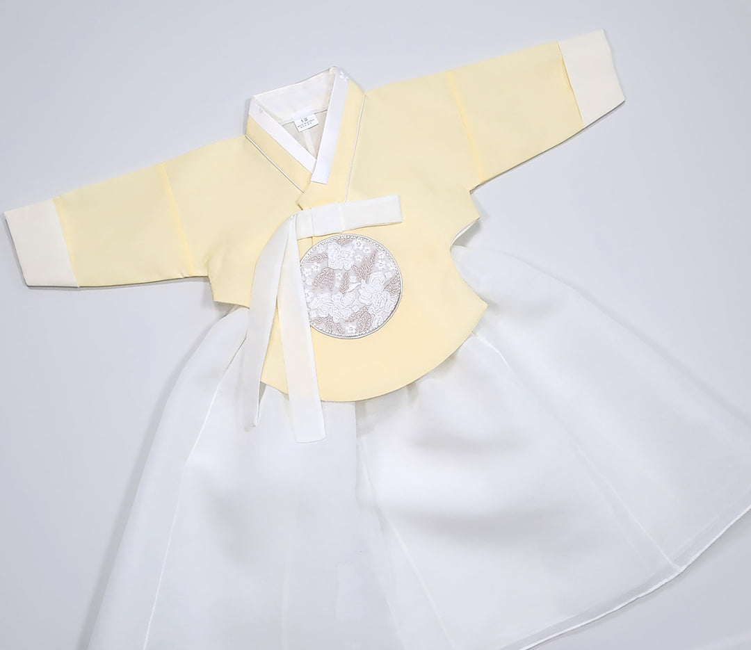 Hanbok Girl Baby Korea Traditional Clothing Set First Birthday Celebration Party 100th Birth Celebration 1–15 years Yellow HG352