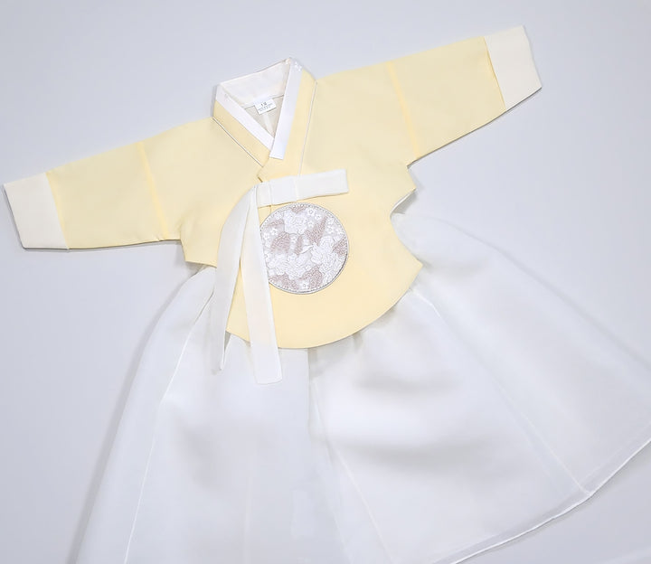 Hanbok Girl Baby Korea Traditional Clothing Set First Birthday Celebration Party 100th Birth Celebration 1–15 years Yellow HG352
