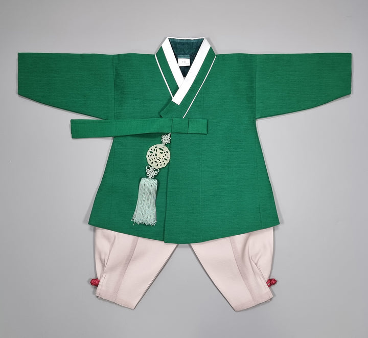 Korean Traditional Boy Baby Hanbok Dol Party Celebration 1-8 Ages Vivid Green BDB101