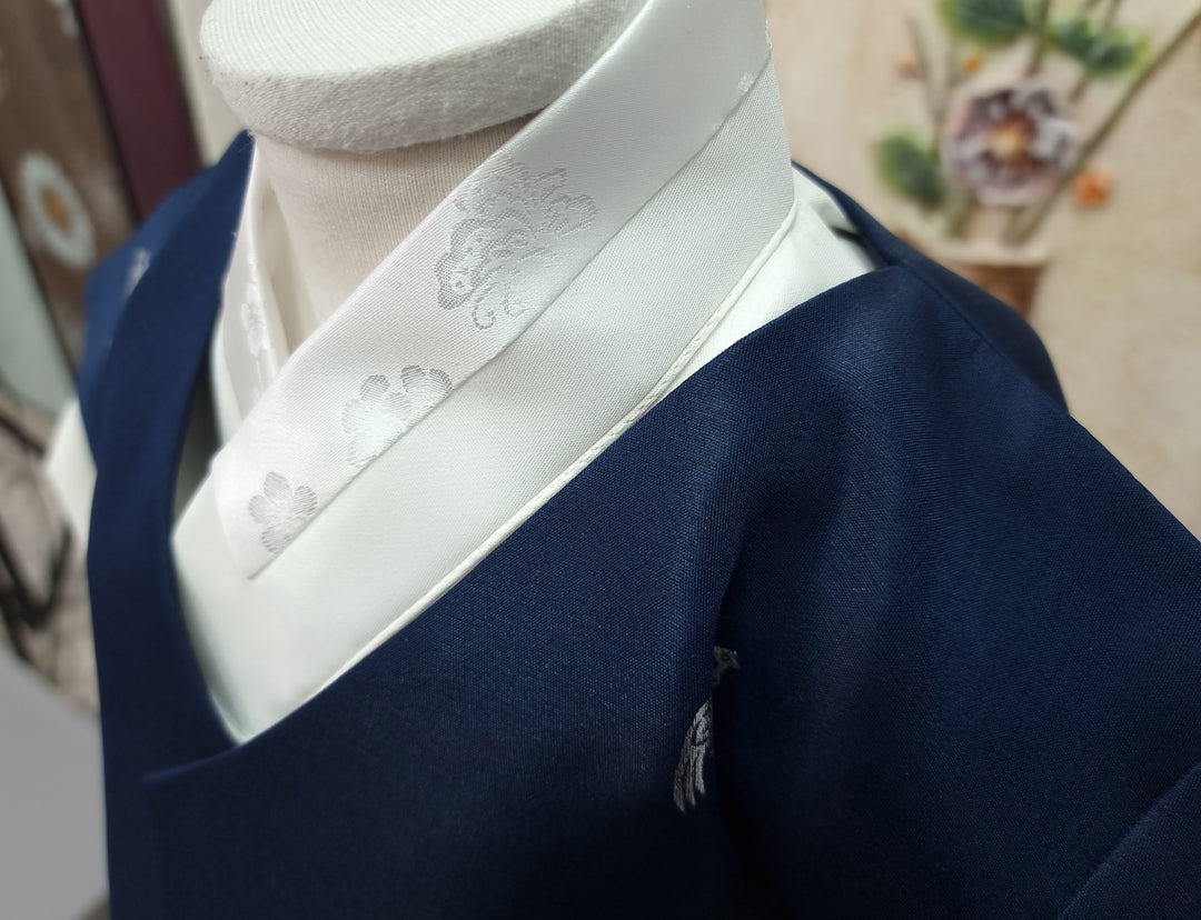 Korean Traditional Boy Baby Hanbok Dol Baikil Party Celebration 100th-10 Ages ㅠBird Silver Print HGB112