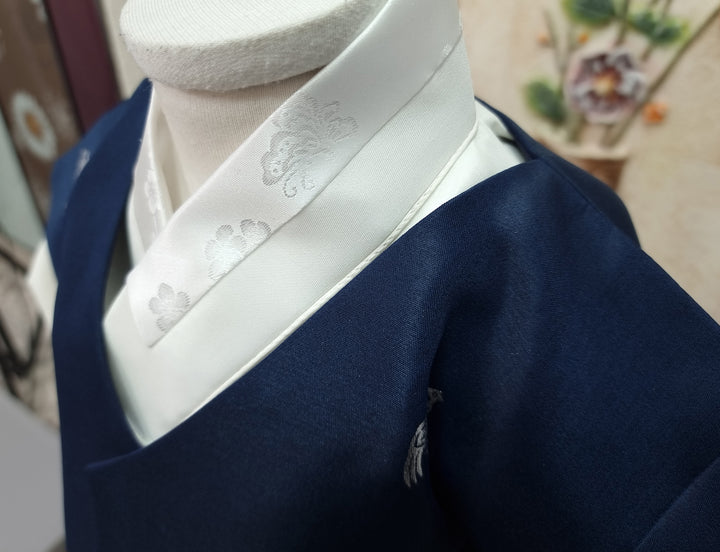 Korean Traditional Boy Baby Hanbok Dol Baikil Party Celebration 100th-10 Ages ㅠBird Silver Print HGB112