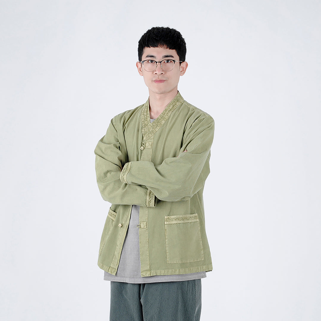 Korean Hanbok Washed Cotton Common Use Man Woman Casual Daily Clothing BTS Long Sleeve Light Green 10042