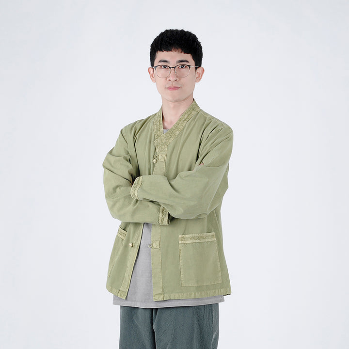 Korean Hanbok Washed Cotton Common Use Man Woman Casual Daily Clothing BTS Long Sleeve Light Green 10042