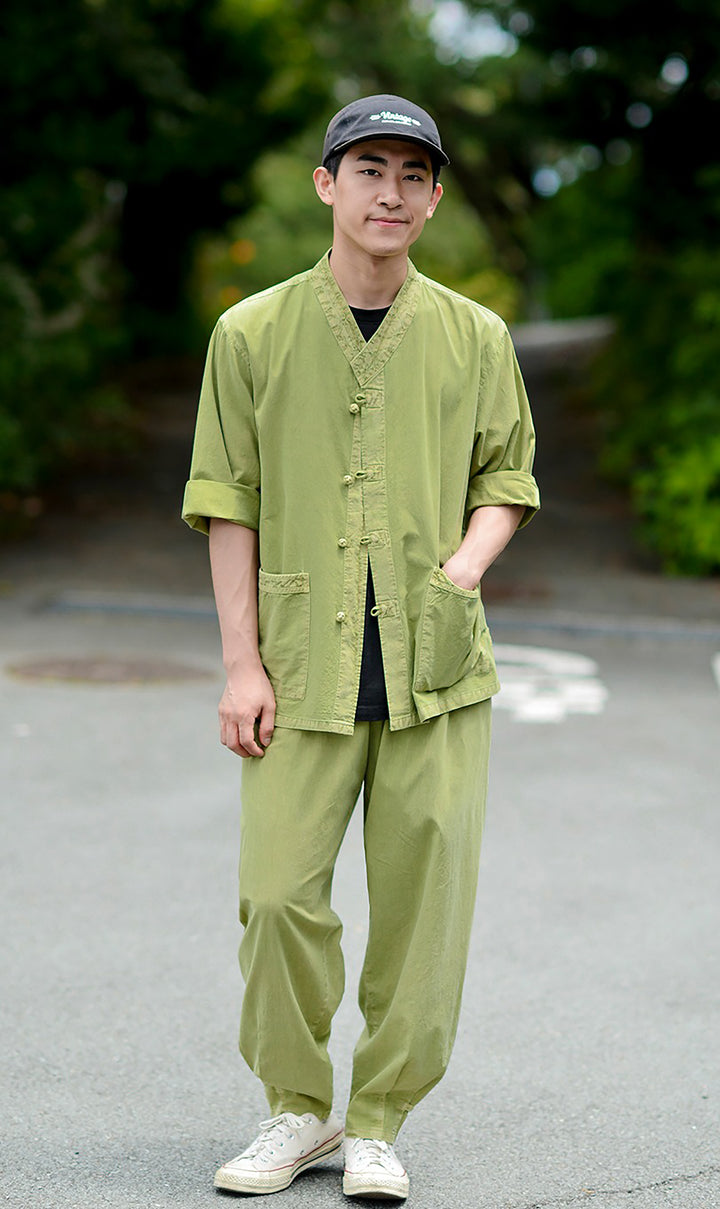 Korean Hanbok Washed Cotton Common Use Man Woman Casual Daily Clothing 3/4 Sleeve BTS 10097 Light Green