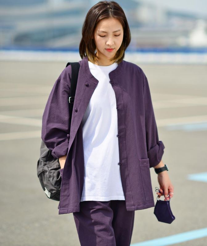 Korean Hanbok Washed 17's Dyed Cotton Common Use Man Woman Casual Daily Clothing BTS Dark Purple 24014