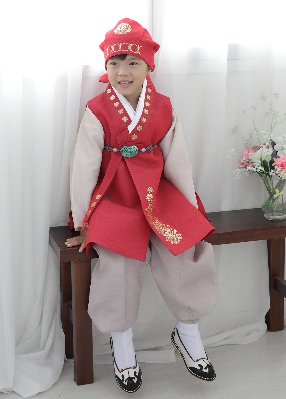 Korean Traditional Boy Baby Hanbok Dol Baikil Party Celebration 100th Days 1st Birthday 1–10 Years Vivid Red DDB113