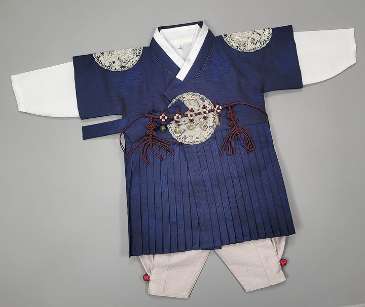 Korean Traditional Boy Baby Hanbok Dol Baikil Party Celebration 100th-10 Ages Navy Pleated 철릭 OSB102