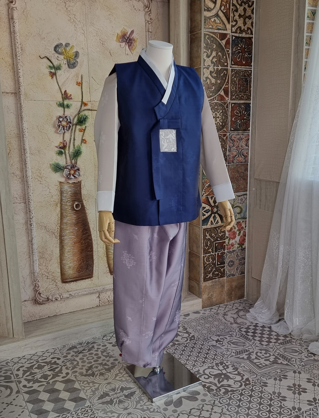 Korean Traditional Man Hanbok Wedding Party Ceremony Navy BDM101