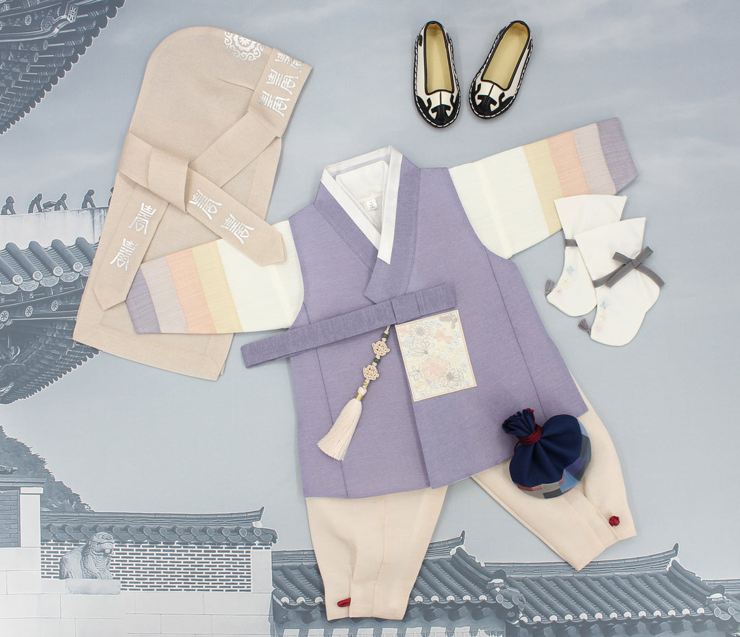 Korean Traditional Boy Baby Hanbok Dol Baikil Party Celebration 100th Days 1-10 Years Violet DDB120