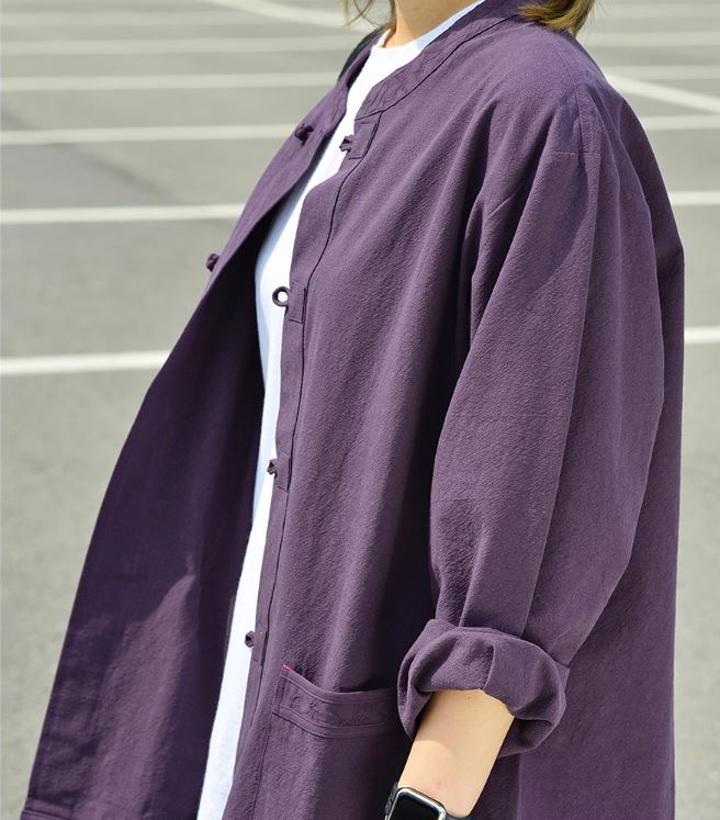 Korean Hanbok Washed 17's Dyed Cotton Common Use Man Woman Casual Daily Clothing BTS Dark Purple 24014