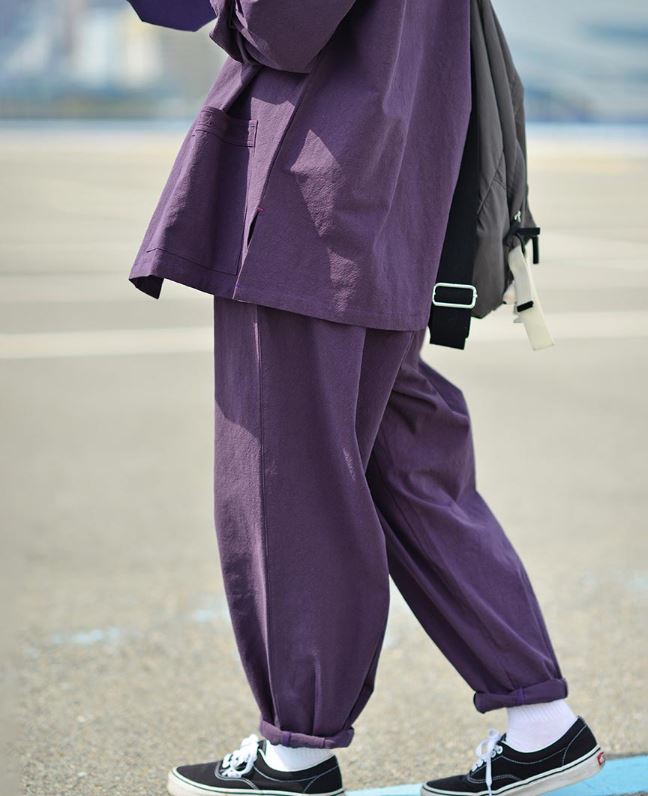 Korean Hanbok Washed 17's Dyed Cotton Common Use Man Woman Casual Daily Clothing BTS Dark Purple 24014