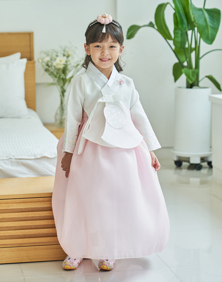 Hanbok Girl Baby Korea Traditional Clothing Set First Birthday Celebration Party 100th Birth Celebration 1-10 years Ivory Light Pink