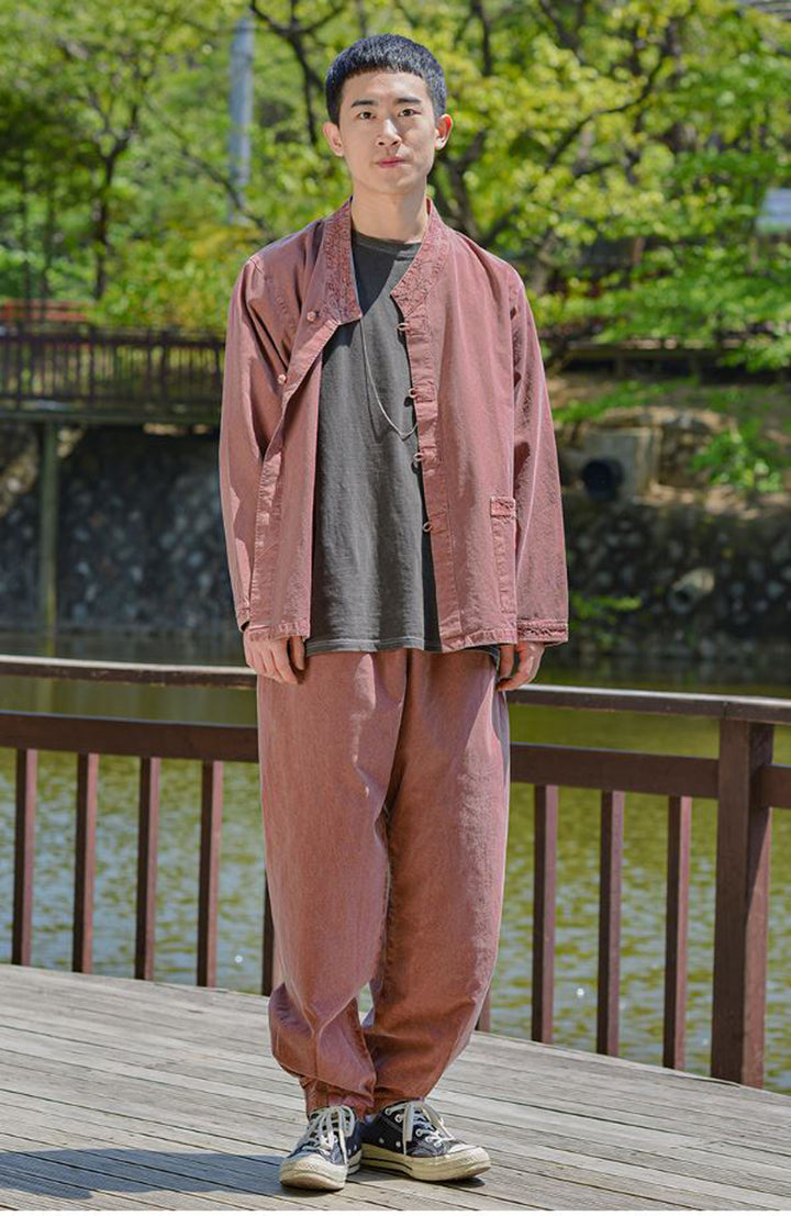 Korean Hanbok Washed Cotton Common Use Man Woman Casual Daily Clothing BTS Long Sleeve Brown 10042