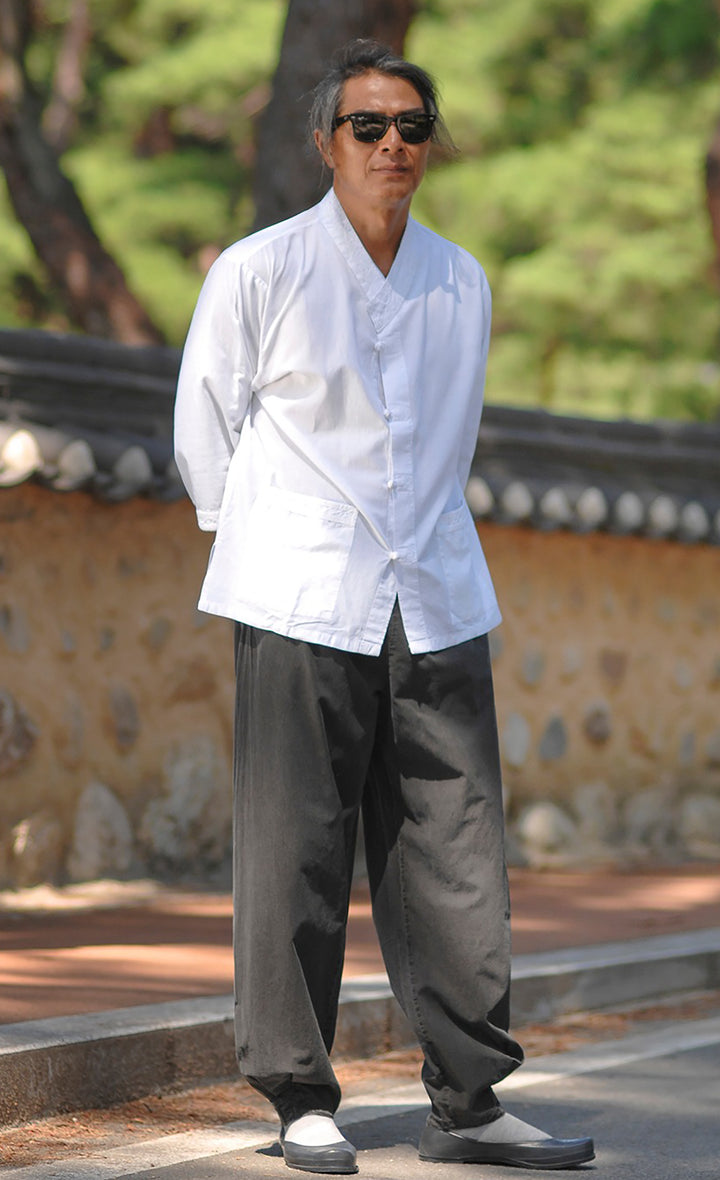 Korean Hanbok Washed Cotton Common Use Man Woman Casual Daily Clothing 3/4 Sleeve BTS 10097 White