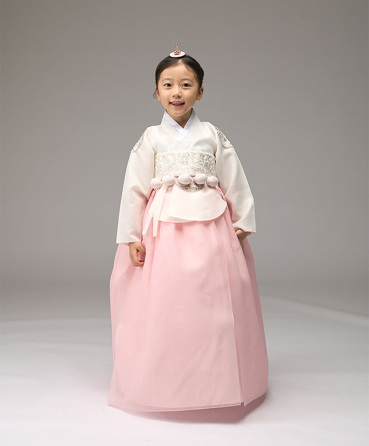 Hanbok Girl Baby Korea Traditional Clothing Set First Birthday Celebration Party Celebration 1–8 years Ivory Peach DGH104