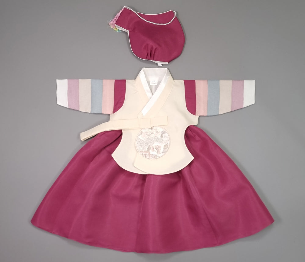 Hanbok Girl Baby Korea Traditional Clothing Set First Birthday Celebration Party 100th Birth Celebration 1–15 years Magenta Skirt HG104