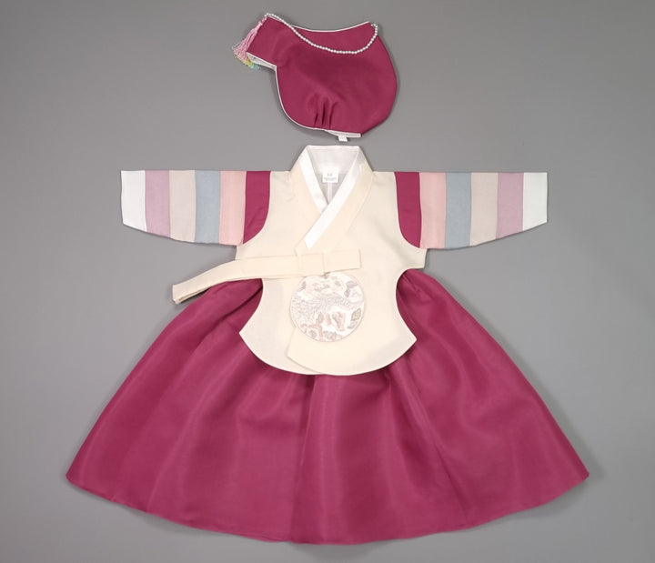 Hanbok Girl Baby Korea Traditional Clothing Set First Birthday Celebration Party 100th Birth Celebration 1–15 years Magenta Skirt HG104