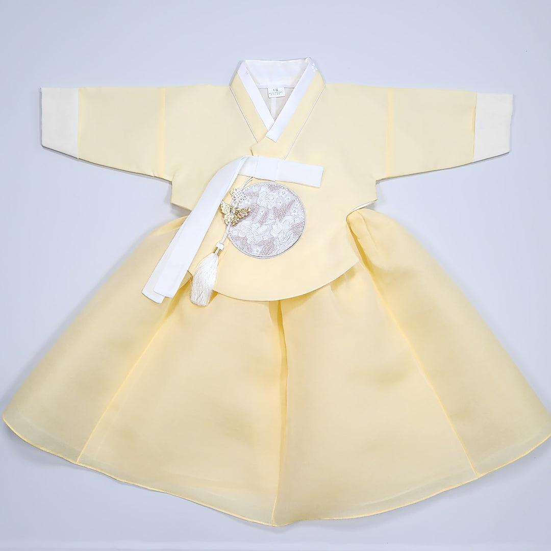 Hanbok Girl Baby Korea Traditional Clothing Set First Birthday Celebration Party 100th Birth Celebration 1–15 years Yellow HG353