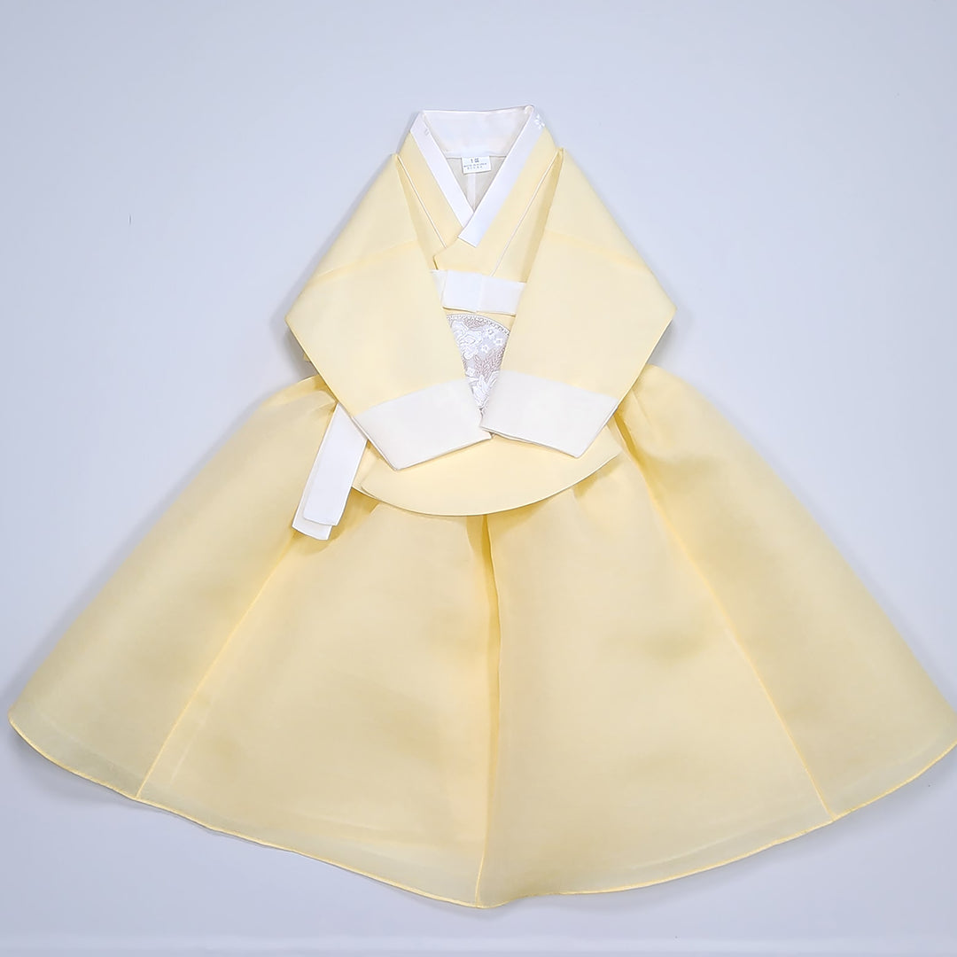 Hanbok Girl Baby Korea Traditional Clothing Set First Birthday Celebration Party 100th Birth Celebration 1–15 years Yellow HG353