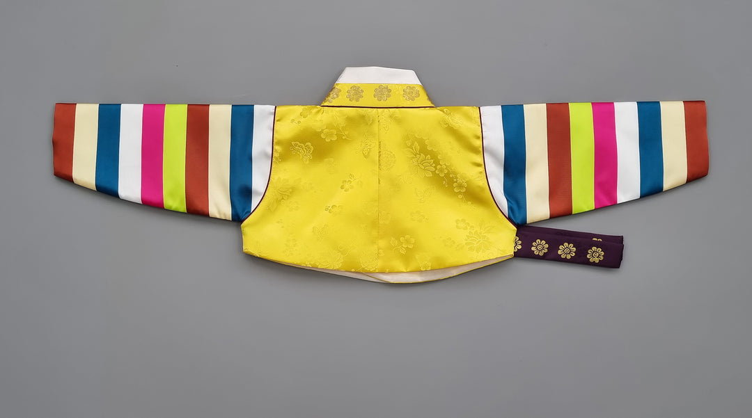 Korean Traditioanl Baby Girl Hanbok Clothing 1 Age Dol Party Celebration Yellow Red