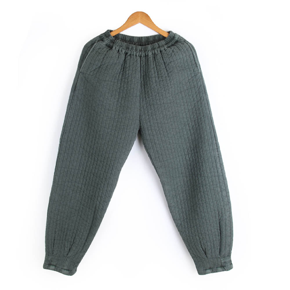 Korean Hanbok Washed Cotton Common Use Man Woman Casual Daily Quilted Jacket Pants Set Winter Red Bean JH112