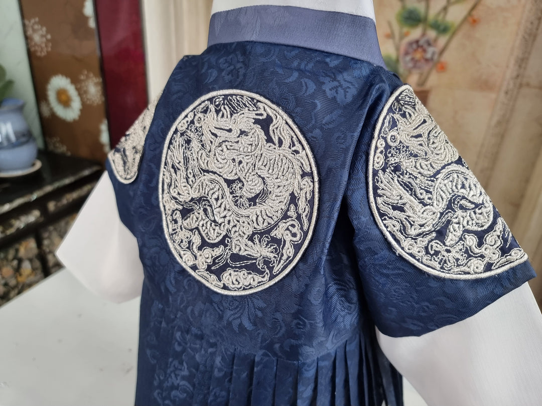 Korean Traditional Boy Baby Hanbok Dol Baikil Party Celebration 100th-10 Ages King Design Navy GHB102