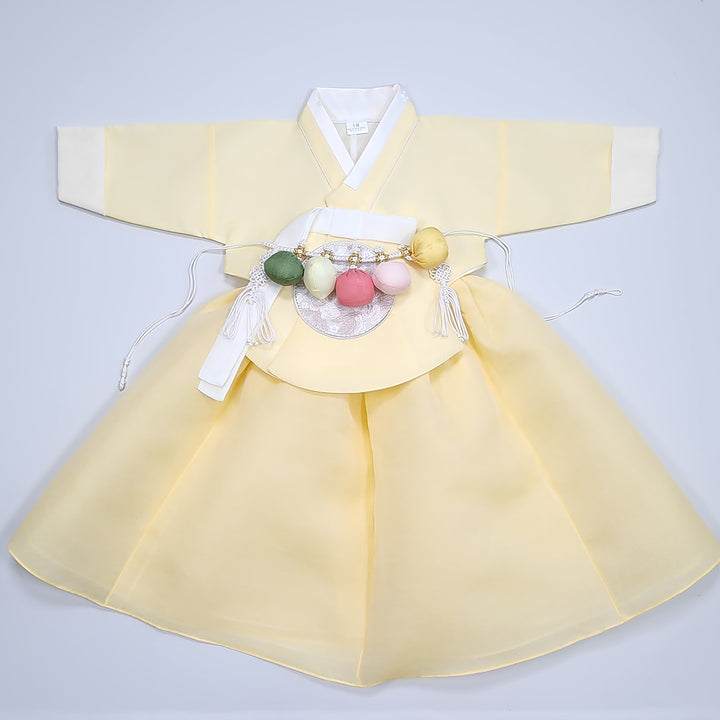 Hanbok Girl Baby Korea Traditional Clothing Set First Birthday Celebration Party 100th Birth Celebration 1–15 years Yellow HG353