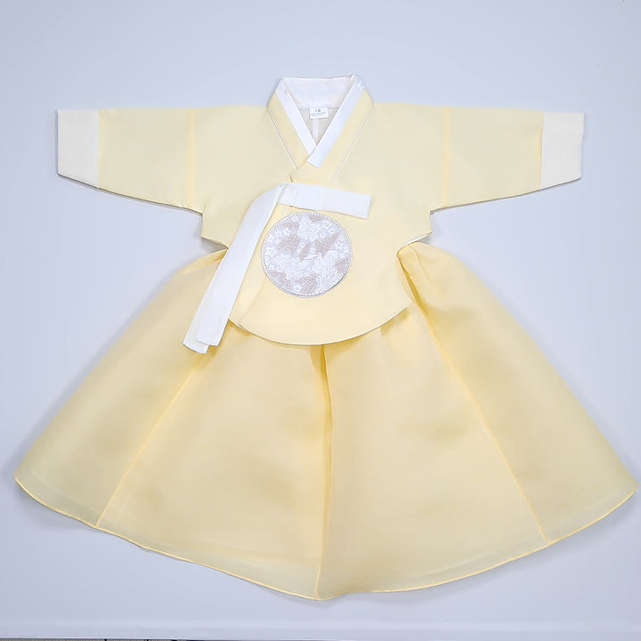 Hanbok Girl Baby Korea Traditional Clothing Set First Birthday Celebration Party 100th Birth Celebration 1–15 years Yellow HG353