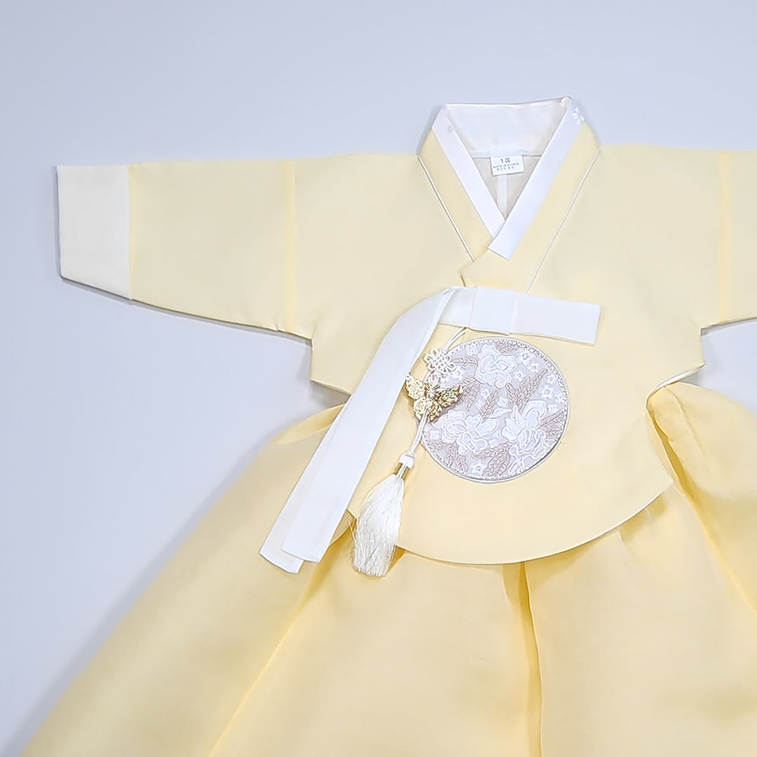 Hanbok Girl Baby Korea Traditional Clothing Set First Birthday Celebration Party 100th Birth Celebration 1–15 years Yellow HG353