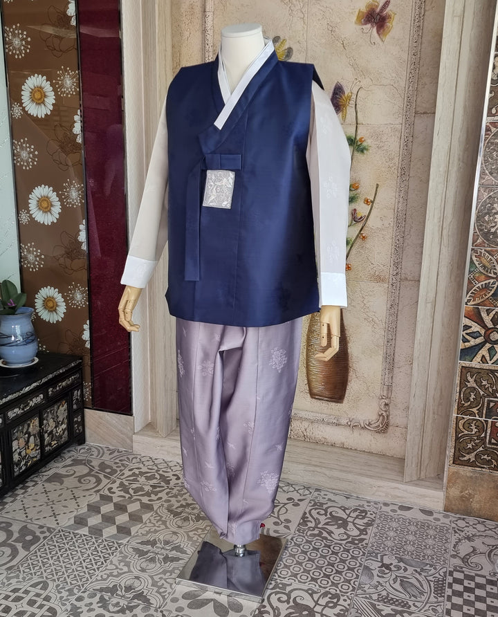 Korean Traditional Man Hanbok Wedding Party Ceremony Navy BDM101