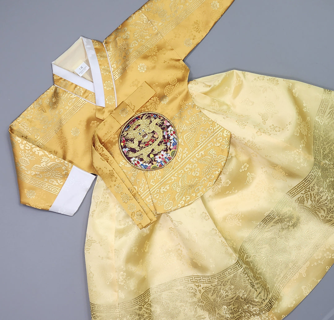 Hanbok Girl Baby Korea Traditional Clothing Set First Birthday Celebration Party Celebration 1–10 Years Gold Print HG117