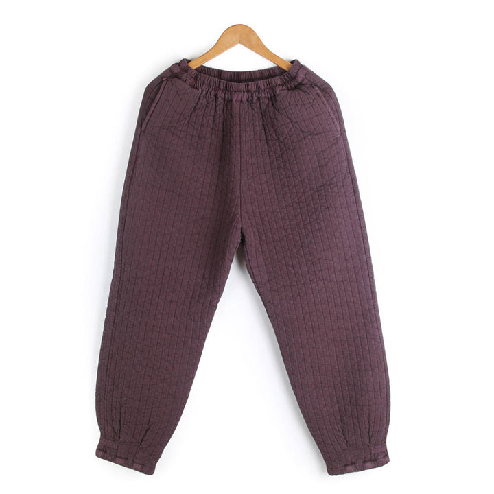 Korean Hanbok Washed Cotton Common Use Man Woman Casual Daily Quilted Jacket Pants Set Winter Red bean JH114