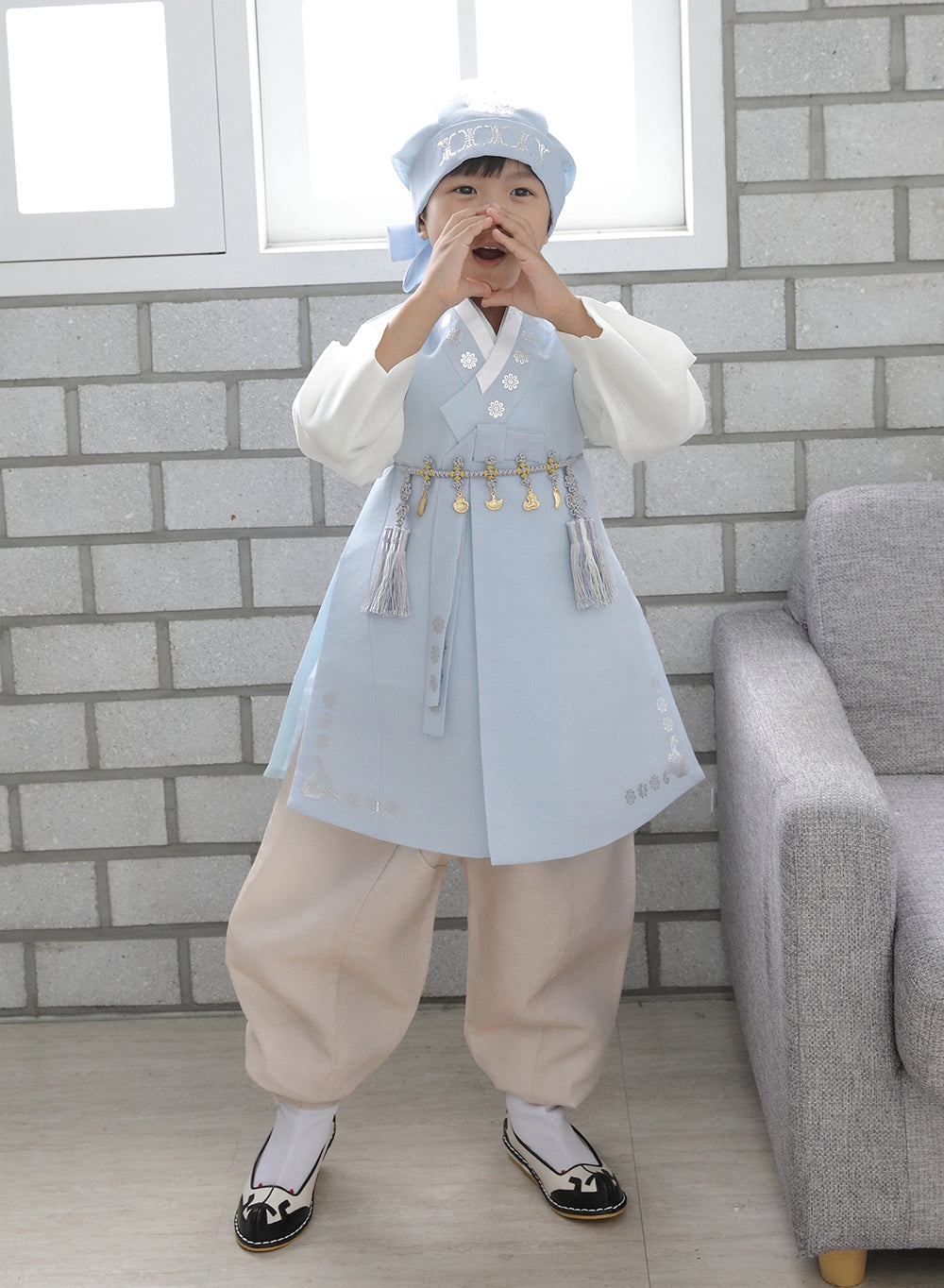 Korean Traditional Boy Baby Hanbok Dol Baikil Party Celebration 100th Days 1st Birthday 1–10 Years Light Blue DDB130