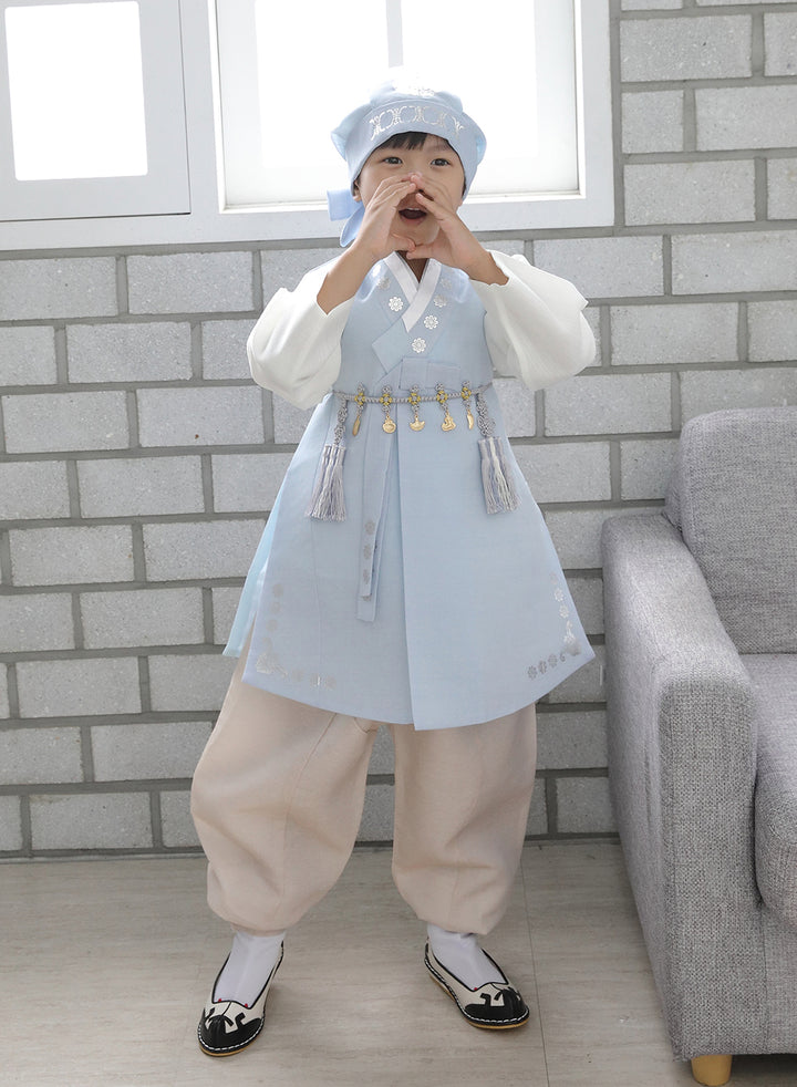 Korean Traditional Boy Baby Hanbok Dol Baikil Party Celebration 100th Days 1st Birthday 1–10 Years Light Blue DDB130