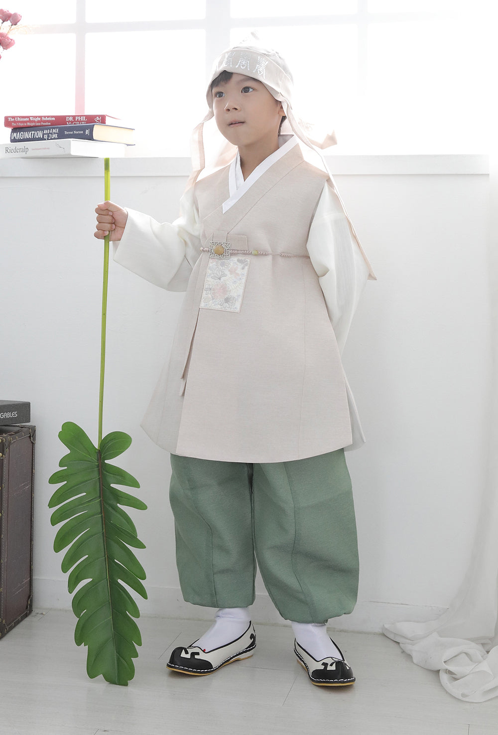 Korean Traditional Boy Baby Hanbok Dol Baikil Party Celebration 100th Days 1-10 Years Beige Khaki DDB118